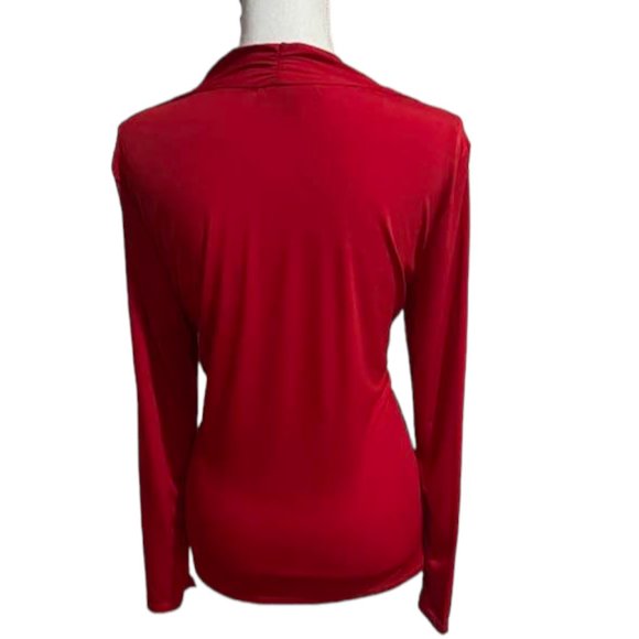 Boston Proper Rouched Front Half Zipper Christmas Valentine's Day  Red Top -  L - Picture 3 of 15